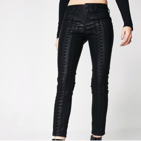 Blank NYC Embroidered Stitch Leather Pant NWOT - Picture 8 of 9